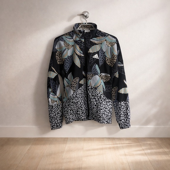 adidas Jackets & Blazers - Adidas Black and Blue Floral Jacket
